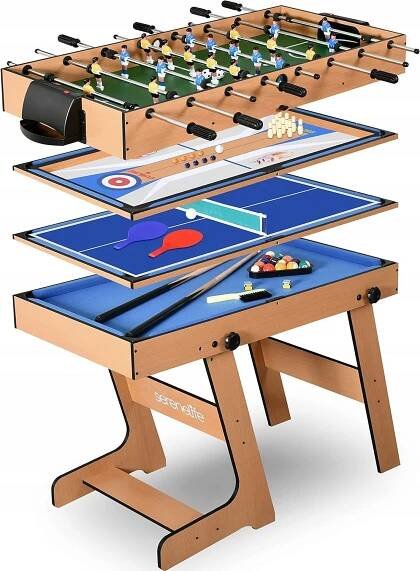stůl na stolní tenis 4 v 1 Kulečník Bowling Robustní konstrukce Skládací