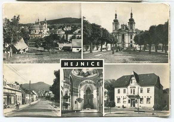 HEJNICE, Liberec- cel. pohled, restaurace PERUN, kostel, oltář, ulice - Pohlednice místopis