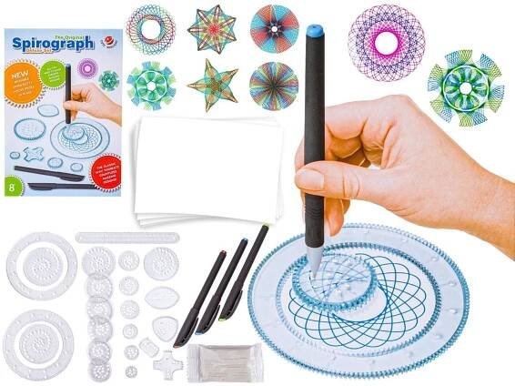 SPIROGRAF, Sada na kreslení, Šablony, Fixy