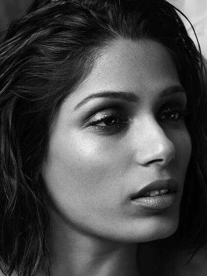 Freida Pinto Yahoo Style Black and White Portrait | Photographed by Alisha Goldstein of Jane Smith Agency