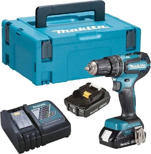Aku bezuhlíkový příklepový šroubovák Li-ion LXT 2x18V/2,0 Ah Makpac Makita DHP485RAJ
