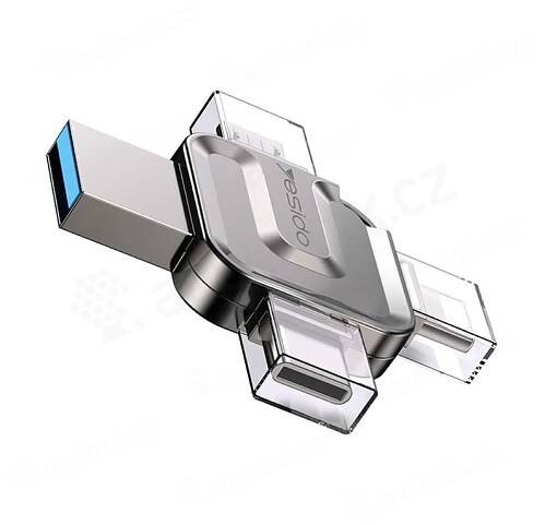 Flash disk YESIDO 32 GB 4v1 pro Apple iPhone / iPad / MacBook - Lightning / USB / USB-C / Micro USB - kovový - stříbrný (6)
