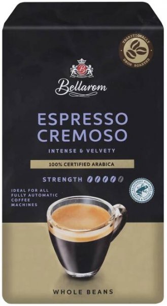 Káva Bellarom Espresso Cremoso ve zrnech: intenzivní a sametová.