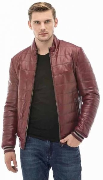 Men's 100% Real Burgundy Leather Double-Sided Jacket