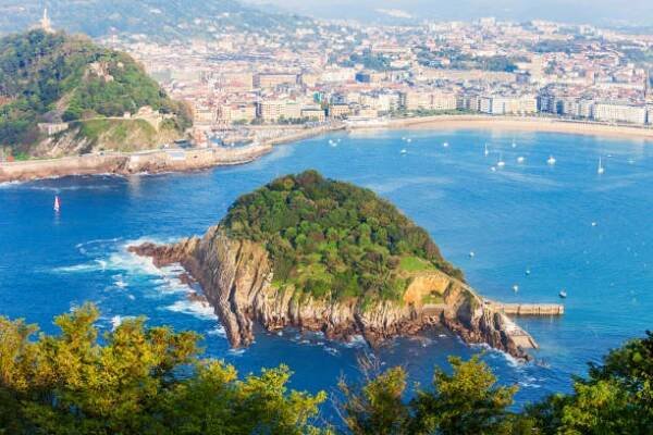 letecký panoramatický výhled na san sebastian - monte igueldo - stock snímky, obrázky a fotky