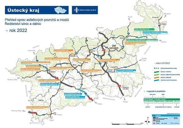 Plánové opravy v Ústeckém kraji pro rok 2022 - Ředitelství silnic a dálnic s. p. pro Ústecký kraj
