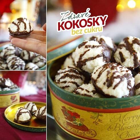 Zdravé kokosky bez cukru - vánoční cukroví recept Bajola
