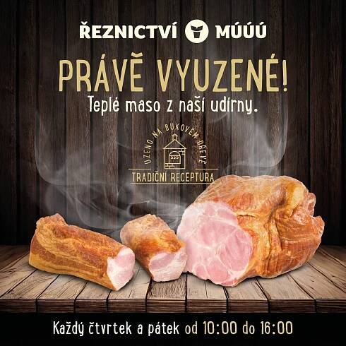 Teplá uzená masa přímo z udírny v ŘEZNICTVÍ MÚÚÚ Hluboká nad Vltavou - MÚÚÚ - maso uzeniny Písek