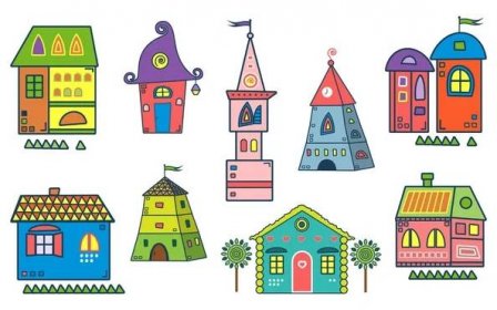 Soubor stylizované domů — Ilustrace