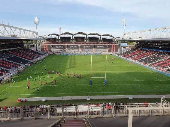 Das Matmut Stadium Gerland bei einem Spiel der Lyon OU nach der Reduzierung (September 2019)