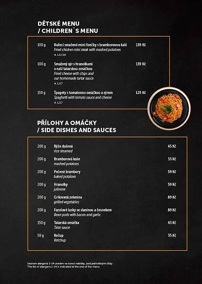 Menu a nápojový lístek - Hurricane Factory Praha