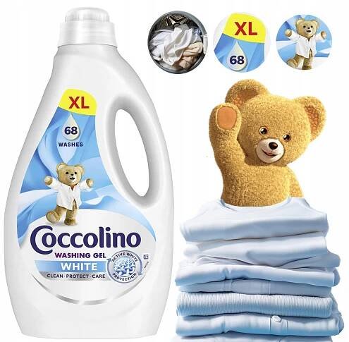 Gel na praní bílých tkanin oblečení Coccolino White Gel 2,72L 68 Praní XL Značka Coccolino