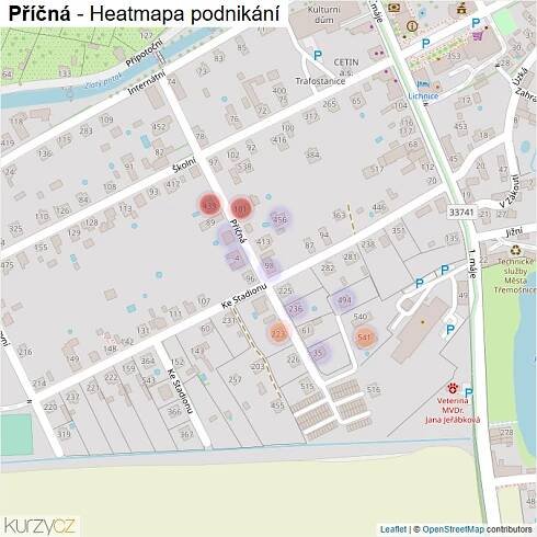 Mapa Příčná - Firmy v ulici.