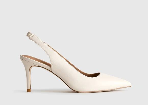 Italian Leather Slingback 75mm Heel in Shiny Silver