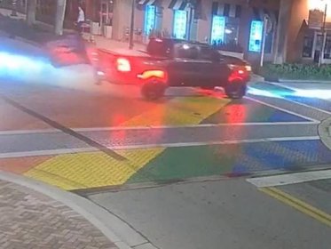 LGBT+ crossing vandalised in Florida, CCTV shows