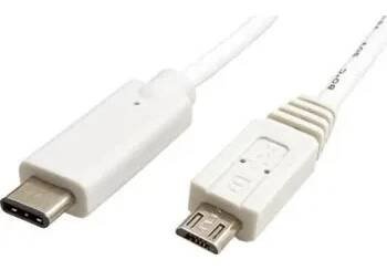 Datový kabel USB 2.0 kabel microUSB B(M) - USB C(M), 1m, bílý
