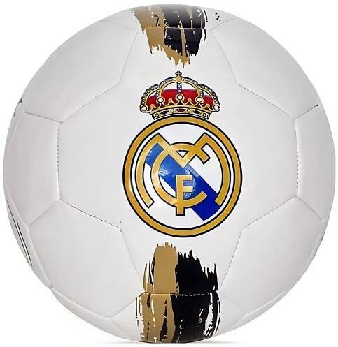 Fotbalový míč Real Madrid FC, bílý, barevný znak, vel. 1