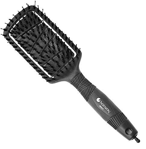Kartáč na vlasy z organického materiálu s kančími a polyamidovými štětinami Hairway Organica - černý