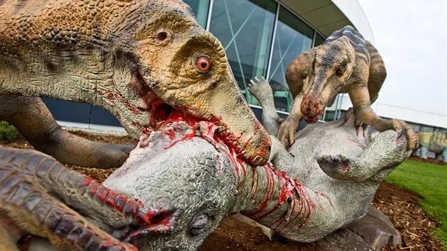 Dinopark na střeše nákupního centra Galerie Harfa