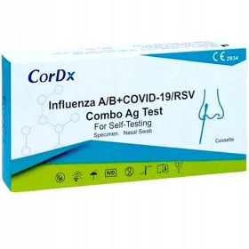 1x Test Combo 4v1 Chřipka A B RSV CorDx CE domácí Citlivý COVID Originální