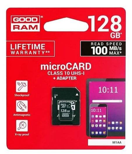 Paměťová karta micro SD 128 GB GOODRAM s adaptérem Class 10