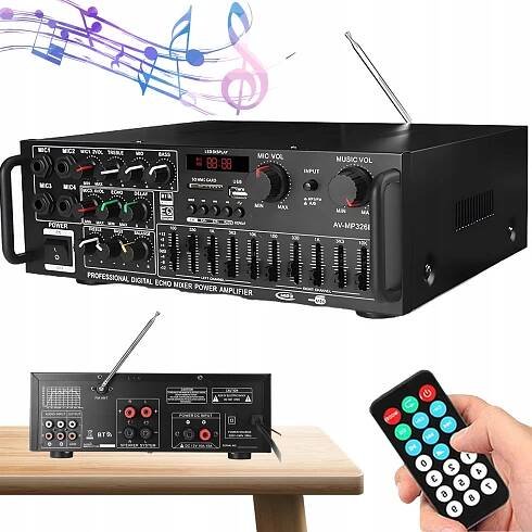 AMPLITUNER STEREO ZESILOVAČ BLUETOOTH 5.0 FM RÁDIO AV-MP326BT AUDIO 2000W