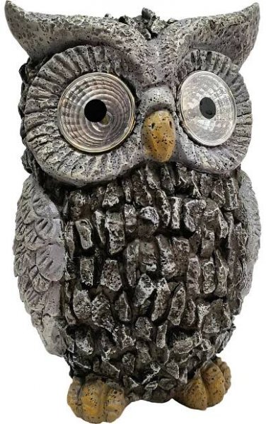 BWO Solární LED dekorativní figurka sova přírodní 13,5 x 11,5 x 19,5 cm