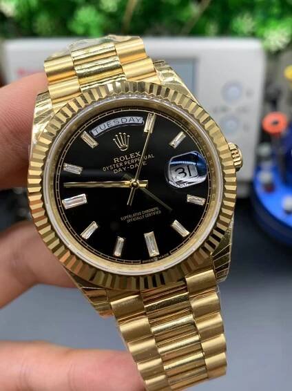 Golden Rolex Day-Date Black Dial