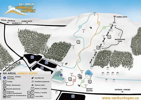 Ski areál Vaňkův kopec - informace a mapa