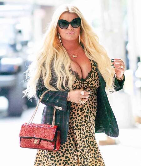 Jessica Simpson out and about in animal print dress in New York