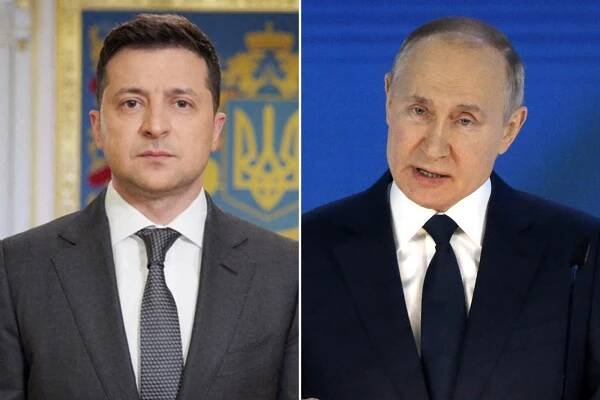 Ukranian President Volodymyr Zelensky and Russian President Vladimir Putin.