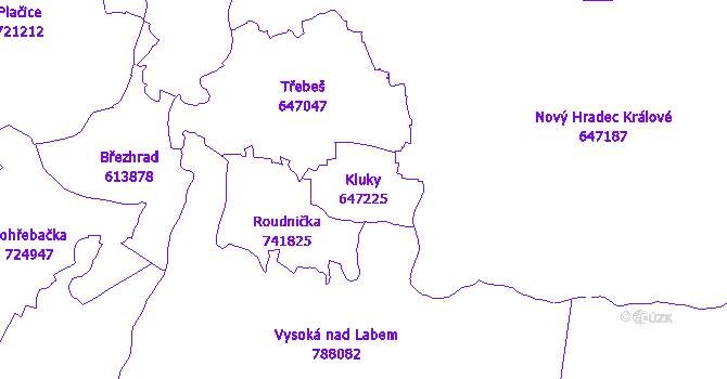 Katastrální mapa Kluky - přehledová mapa katastrálního území