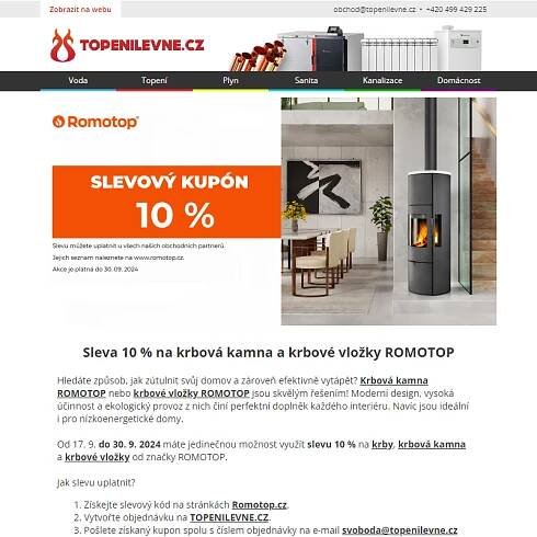 Sleva 10 % na krbová kamna a krbové vložky ROMOTOP