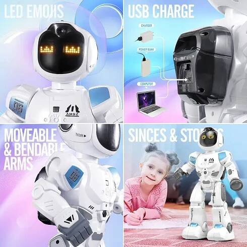large emo rc robot toys for kids 5 7   sensing programmable interactive remote control robots for   with led   for boys 4 9 years old birthday gifts Product details 5