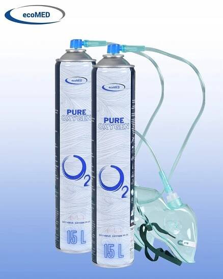 Inhalační kyslík PURE OXYGEN 15L + maska | Sada 2 kusů pro dýchání