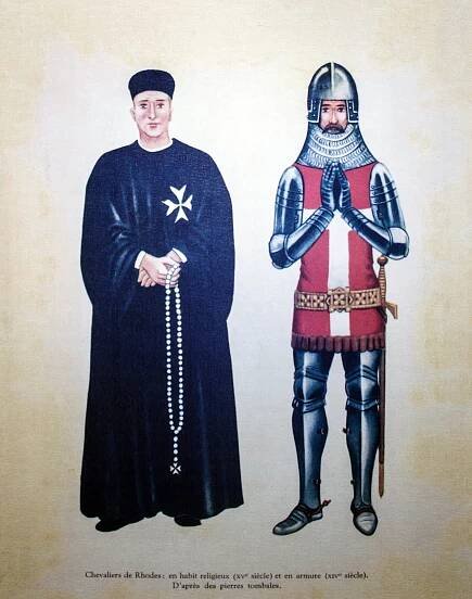 Soubor:Chevalier de Rhodes, en habit religieux (XVe siecle) et en armure (XIVe siecle), d'apres des pierres tombales.jpg – Wikipedie