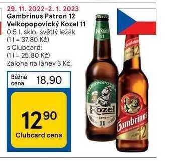 Tesco Gambrinus patron 12 velkopopovický kozel 11 0.5 l nabídka