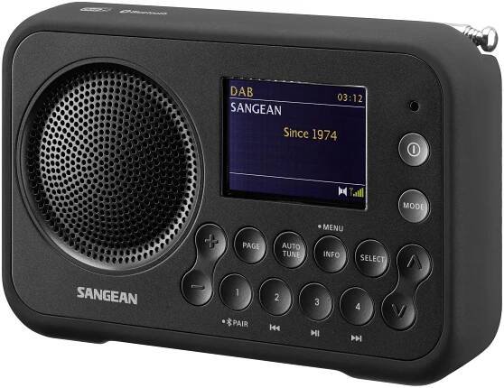 Sangean DPR-76BT kapesní rádio DAB+, FM AUX, Bluetooth zámek klávesnice šedá