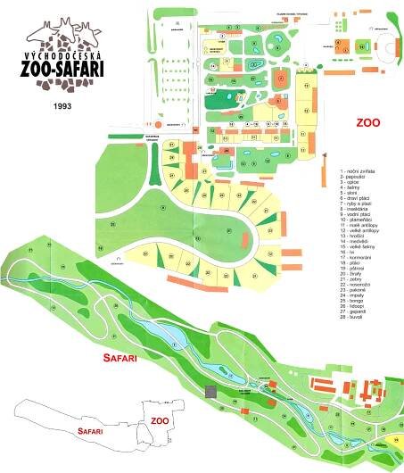 Map of Safari Park Dvůr Králové nad Labem - 1993