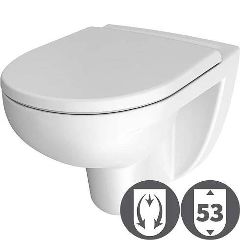 JIKA Lyra plus WC klozet závěsný, Rimless, délka 53 cm, splachování 5/3 l, bílý