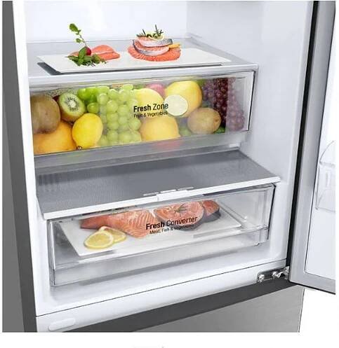 Chladnička s mrazničkou LG GBP62PZNAC stříbrná barva
