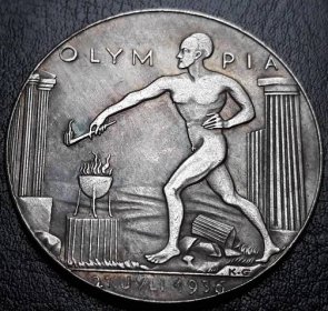 Německo, 1936 , Olympiády v Berlíně, pamětní medaile ,  # 1 , kopie - Numismatika