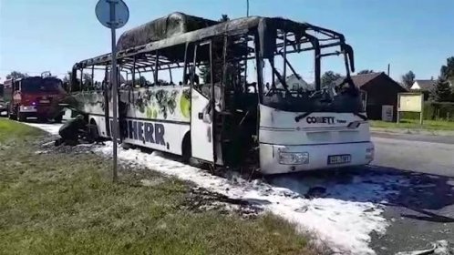 Na Táborsku shořel autobus na zemní plyn