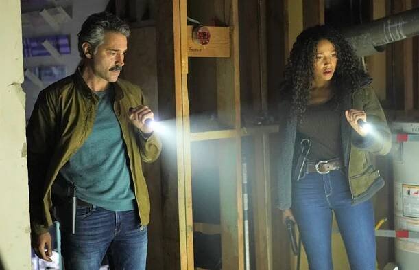 Omar Metwally as Lindor and Kylie Bunbury as Cassie in Big Sky