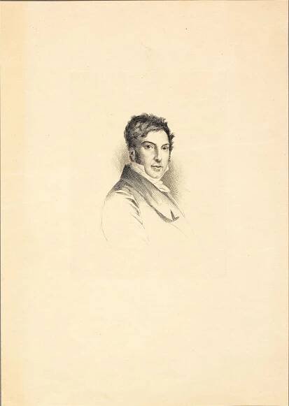 Eugène Champollion sketched this 19th century portrait of Jean-François Champollion (1790--1832) in ink on paper.