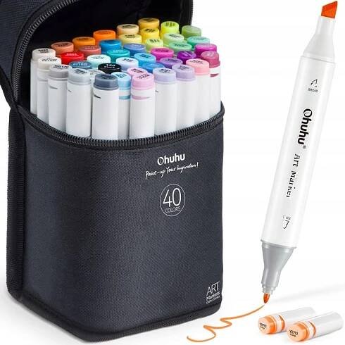 Fixy Ohuhu ART Markers 40 barev PROFESIONÁLNÍ PREMIUM POUZDRO