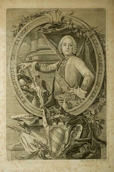 Ritratto di Raimondo di Sangro - Incisione di Ferdinando Vacca