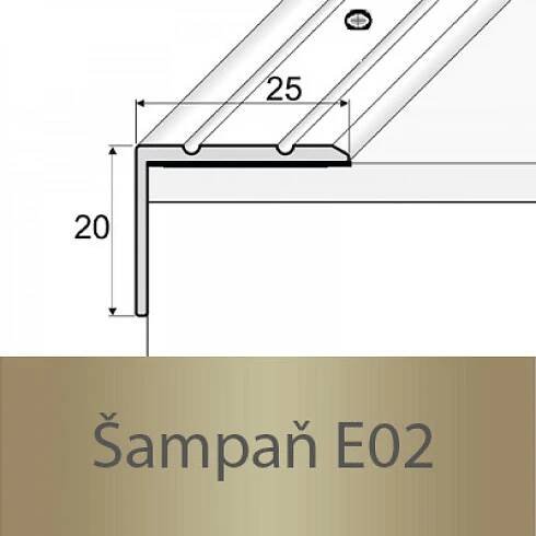 Profil Team Schodová hrana šampaň E02 1,2 m 25x20 mm