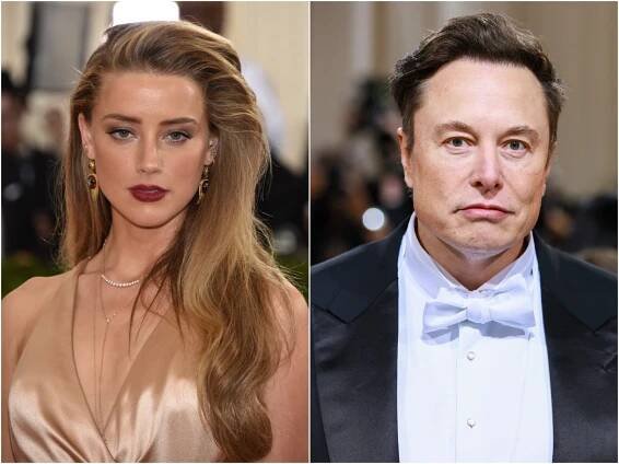 A composite image of Amber Heard and Elon Musk.
