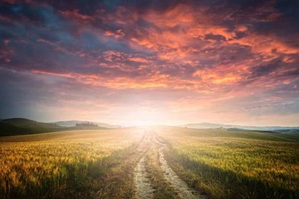 Bezplatný obrázek: dramatické, západ slunce, pole, venkova, zemědělské, mraky, Dawn, krajina, atmosféra, slunce